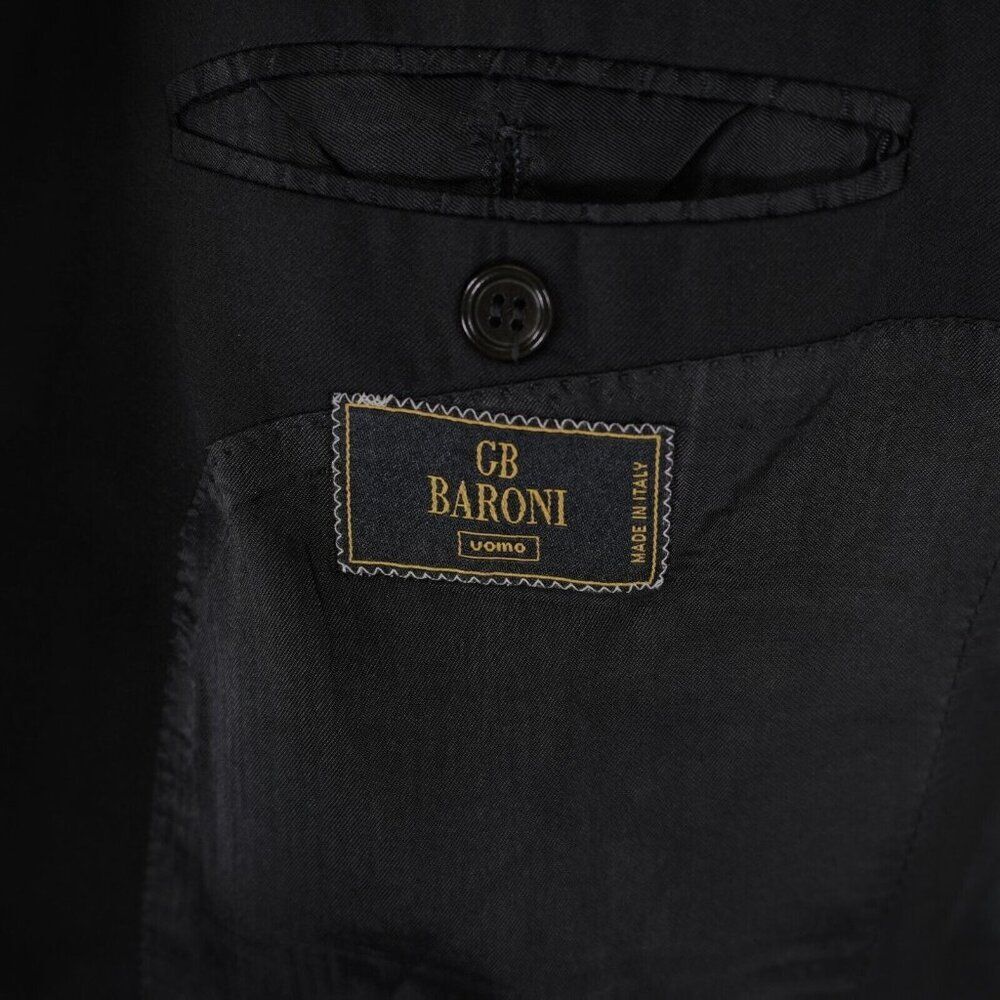 Baroni Comero Super 120s Wool Black 3 Gold / Black Button Blazer 42R Italy Made - Picture 8 of 12